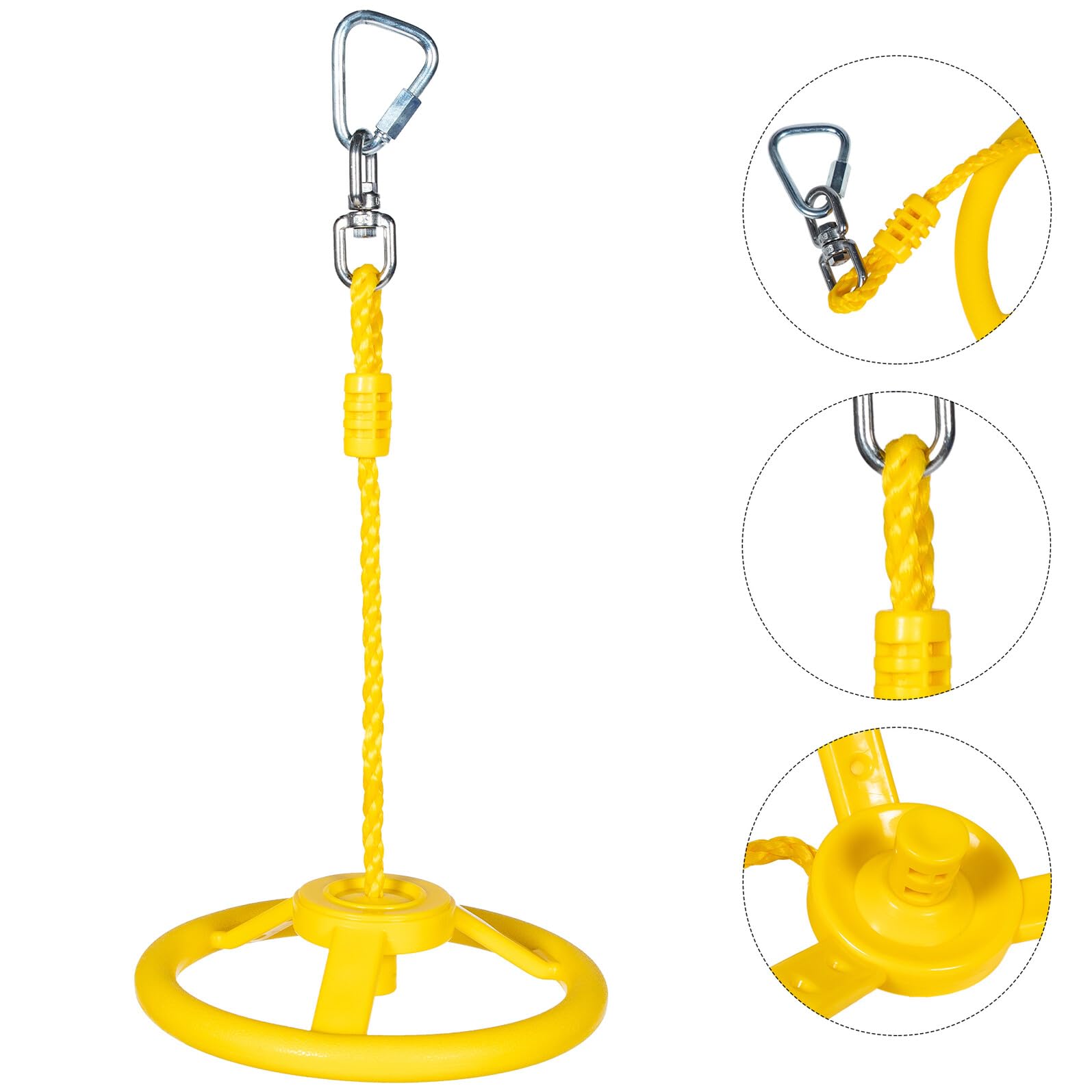 Anello per manubrio fitness, altalena al volante con corda, per esercizi indoor/outdoor, per allenamento parco giochi e palestra, attrezzatura da arrampicata Ninja gialla