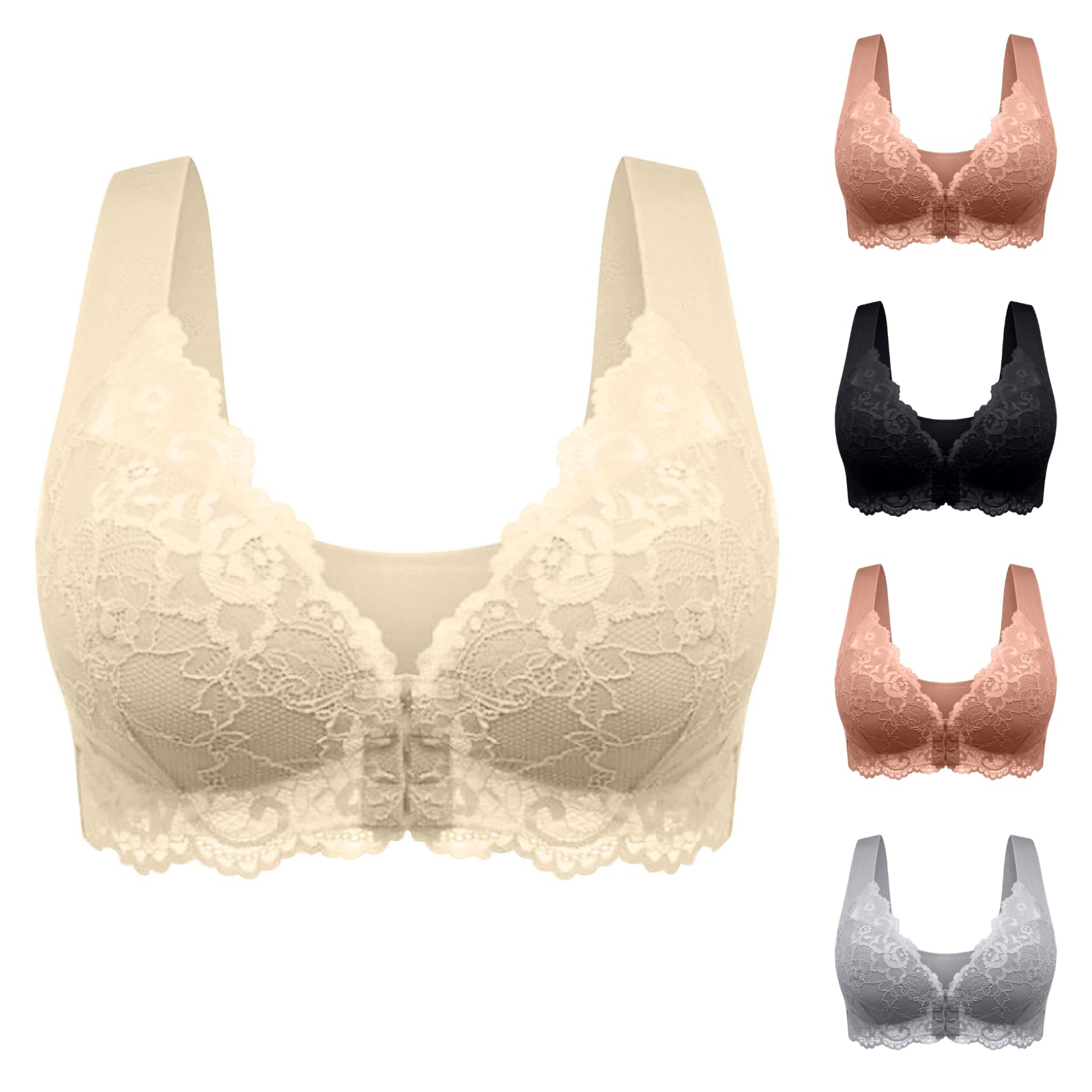 Seamless Bras for Women Front Closure Lace Wireless Bralette Bras Push Up Breathable No Underwire Comfort Bra