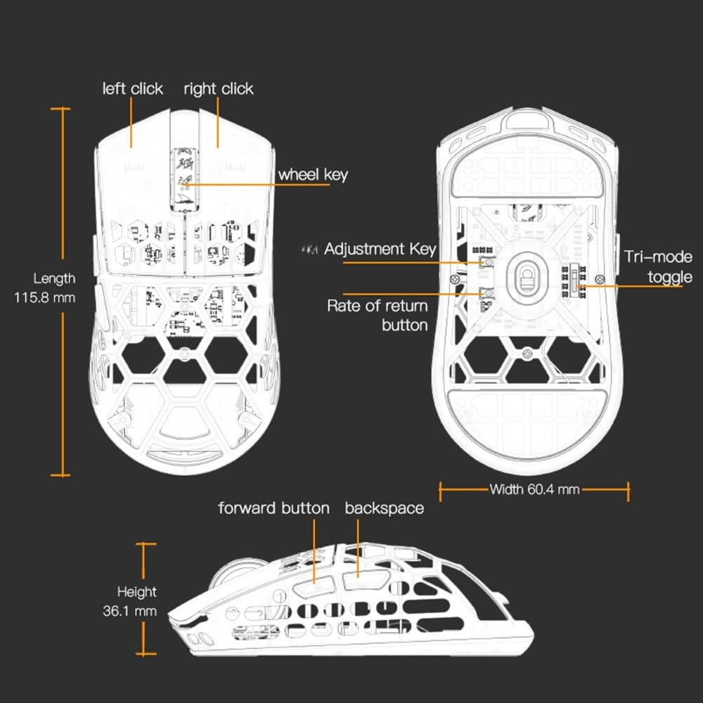 Souris Sans Fil Darmoshark M2 Bt5.0 2,4 Ghz 4 Khz, RéCepteur Filaire Tri-Mode, Rechargeable, Design LéGer, 26 000 Dpi, Design Ergonomique RéGlable, Batterie Grande Capacité Pour (Rouge et noir)