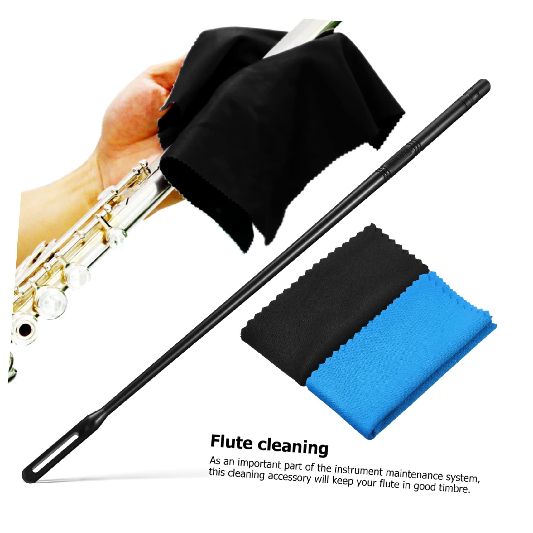 YARNOW 2 Pcs Flute Cleaning Sticks with Polishing Cloths Instrument Cleaning Tools for Flute Practitioners Includes Cloths Smooth Surface