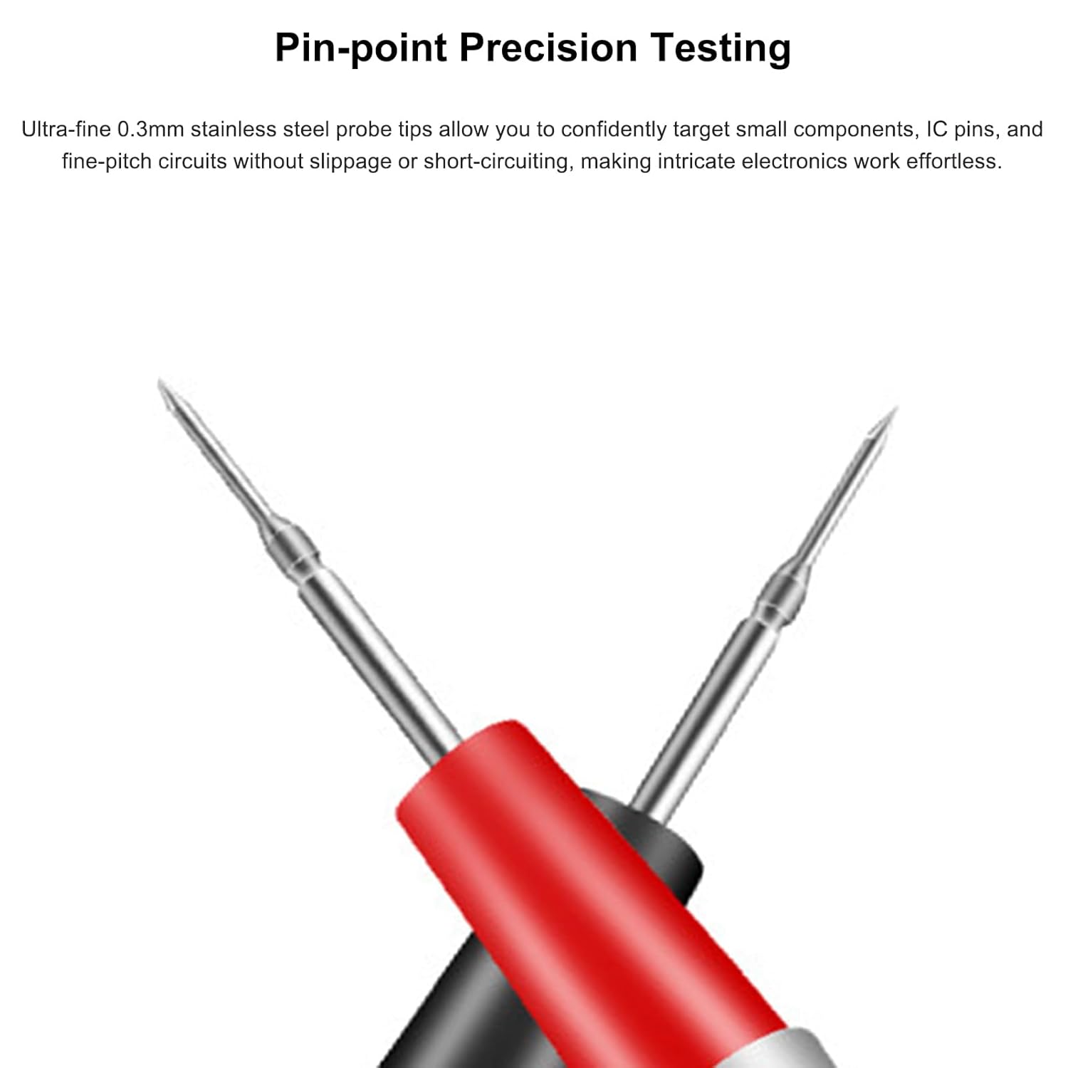 2 Pair Universal Multimeter Test Leads Kit 1000V 20A, with PU Coiled Cable, 0.3mm Stainless Steel Probe Tips, for Testing Small Components, IC Pins and Fine-Pitch Circuits