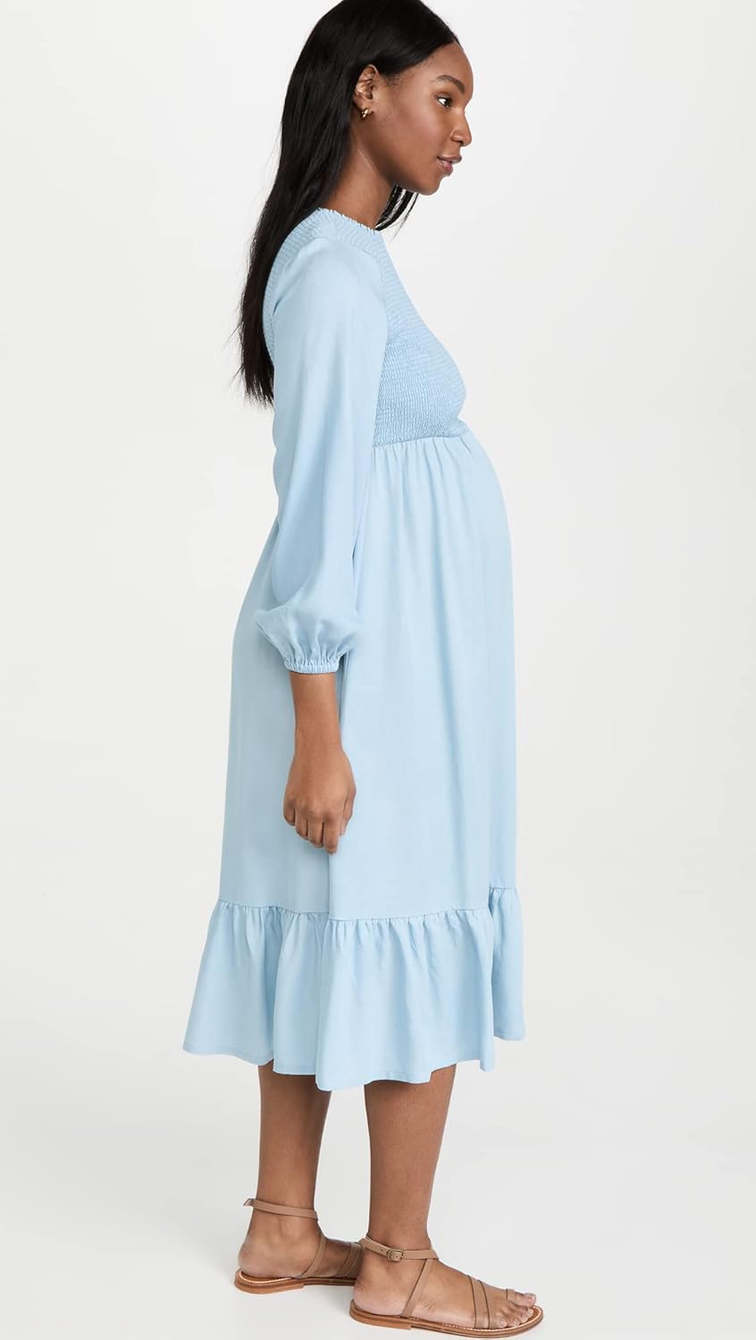 Ingrid & Isabel Womens Smocked Chambray Midi Dress