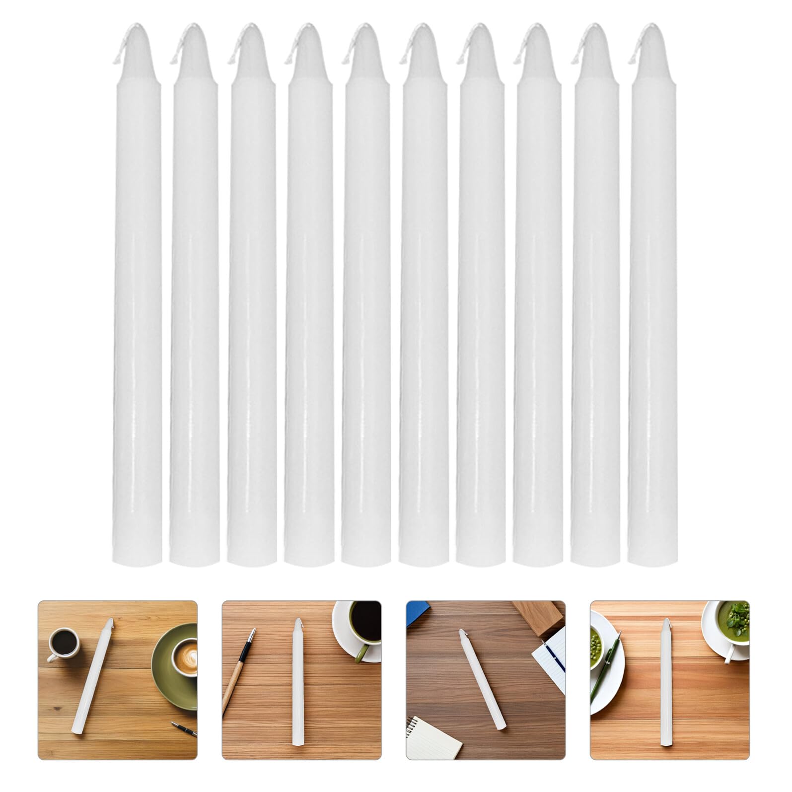 10pezzi Candele Bianche Affusolate Candele di Paraffina Lunghe Decorative per Feste e Cerimonie