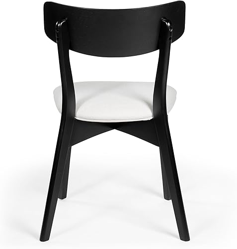 Miniatura 9 de Chazz - Sillas de comedor tapizadas, color beige claronegro mate (juego de 2)