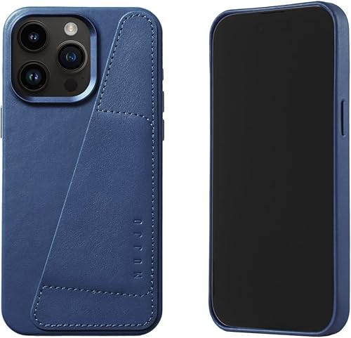 Mujjo Funda de cuero tipo cartera para teléfono Compatible con iPhone 15 Pro Max Compatible con MagSafe Funda de cuero europeo de primera calidad