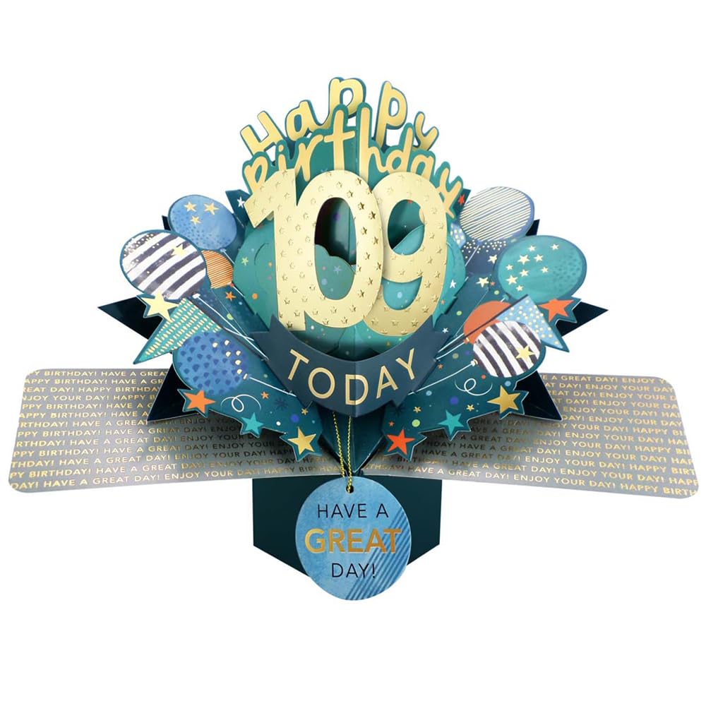 109 Today Happy 109th Birthday Pop-Up Greeting Card Love Kate's Pop Up Cards Him Design POP237MC109 โ image 1