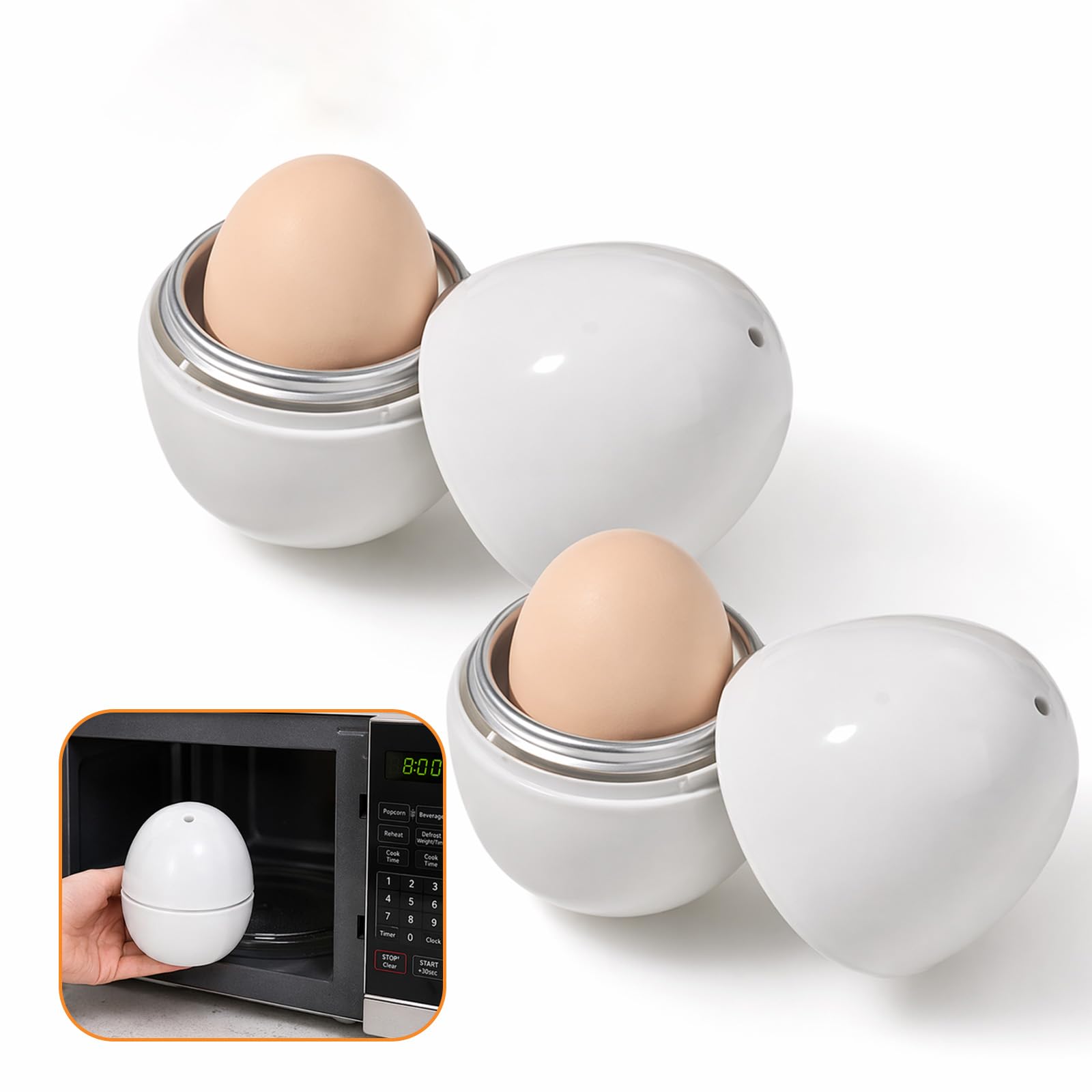 Pack of 2 Egg Cookers, Microwave, Aluminium Egg Cooker, 1 Egg Capacity, Machine for Boiled & Hard Boiled Eggs, Quick Kitchen Tool for Breakfast, Office & Home