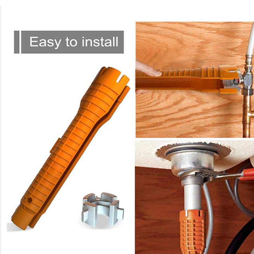 Llave de instalación de fregadero, inserto de aluminio de plástico de alta resistencia de diseño ultralargo, adecuado para herramientas de plomería de tuerca de tubo de lavabo de grifo de fregadero.