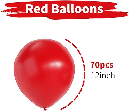 Miniatura 2 de Globos rojos de 12 pulgadas, 70 globos de látex rojo para cumpleaños, globos de helio para Navidad, Año Nuevo, boda, baby shower, día de San
