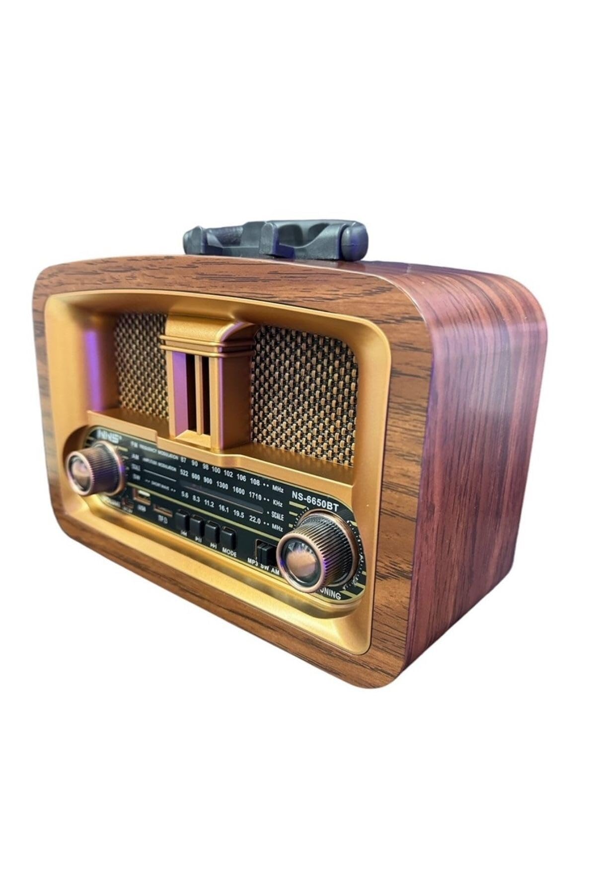 BUFFER® Büyük Boy Taşınabilir Klasik AM/FM/SW Retro Ev Radyo USB ile Şarj Olabilen Retro Radyo NS6650