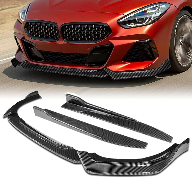 5pcs Combo Front Bumper Body Kit Lip + Side Skirt Extensions Diffuser Compatible with 2019-2022 BMW Z4 G29 2020 2021 (Painted Carbon)