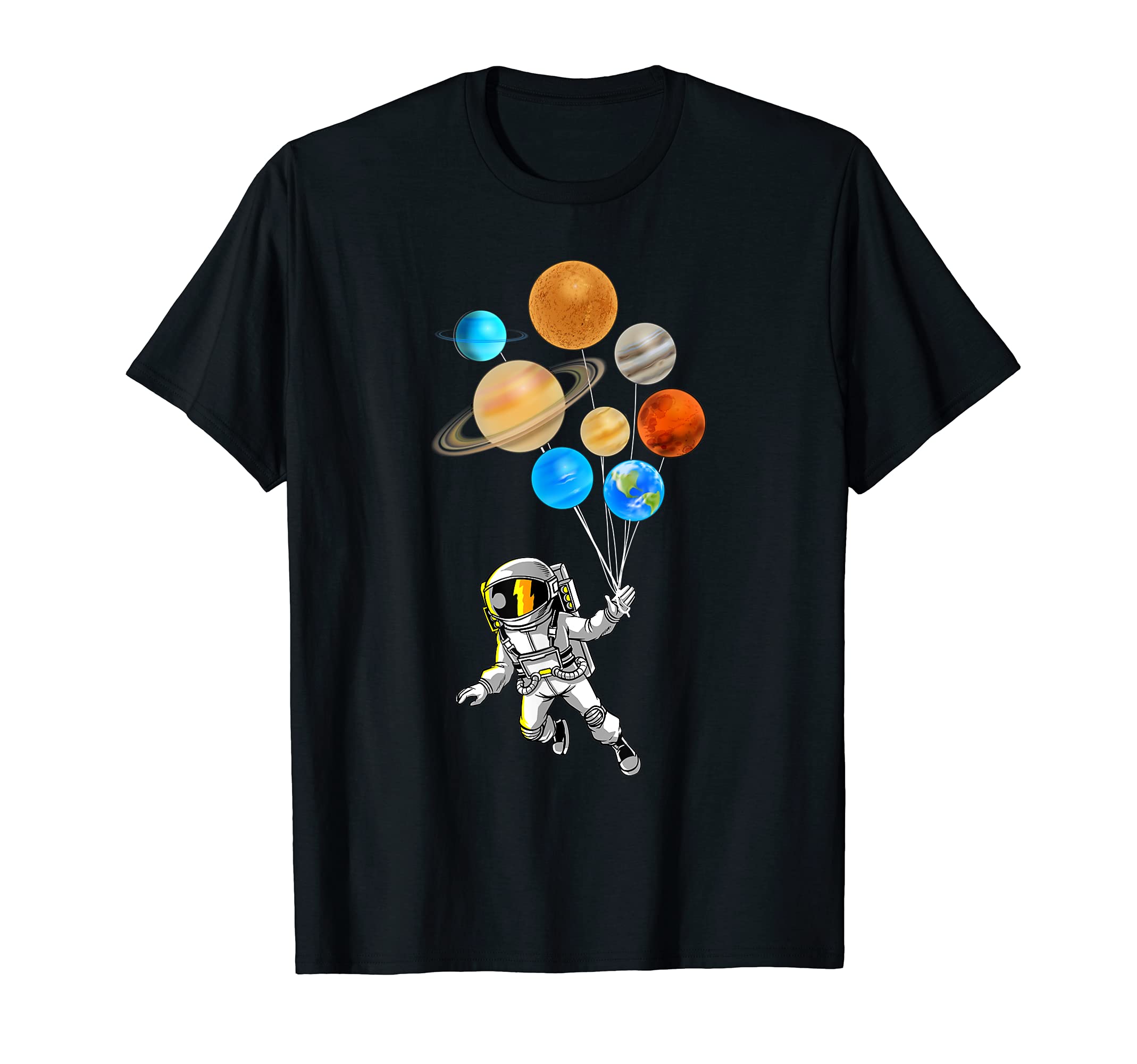 Astronaut Planet Balloons Super Gift For Space Space T-Shirt, Black