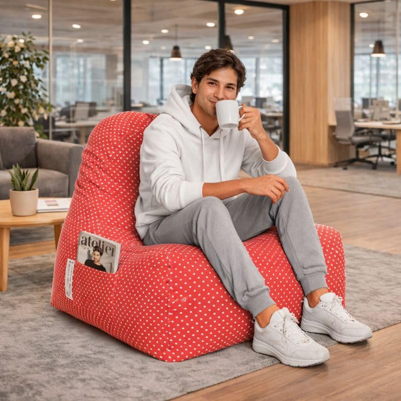 Image of Style Homez Hackey Cotton Canvas Star Printed Bean Bag XXL Size Filled with Beans Fillers
