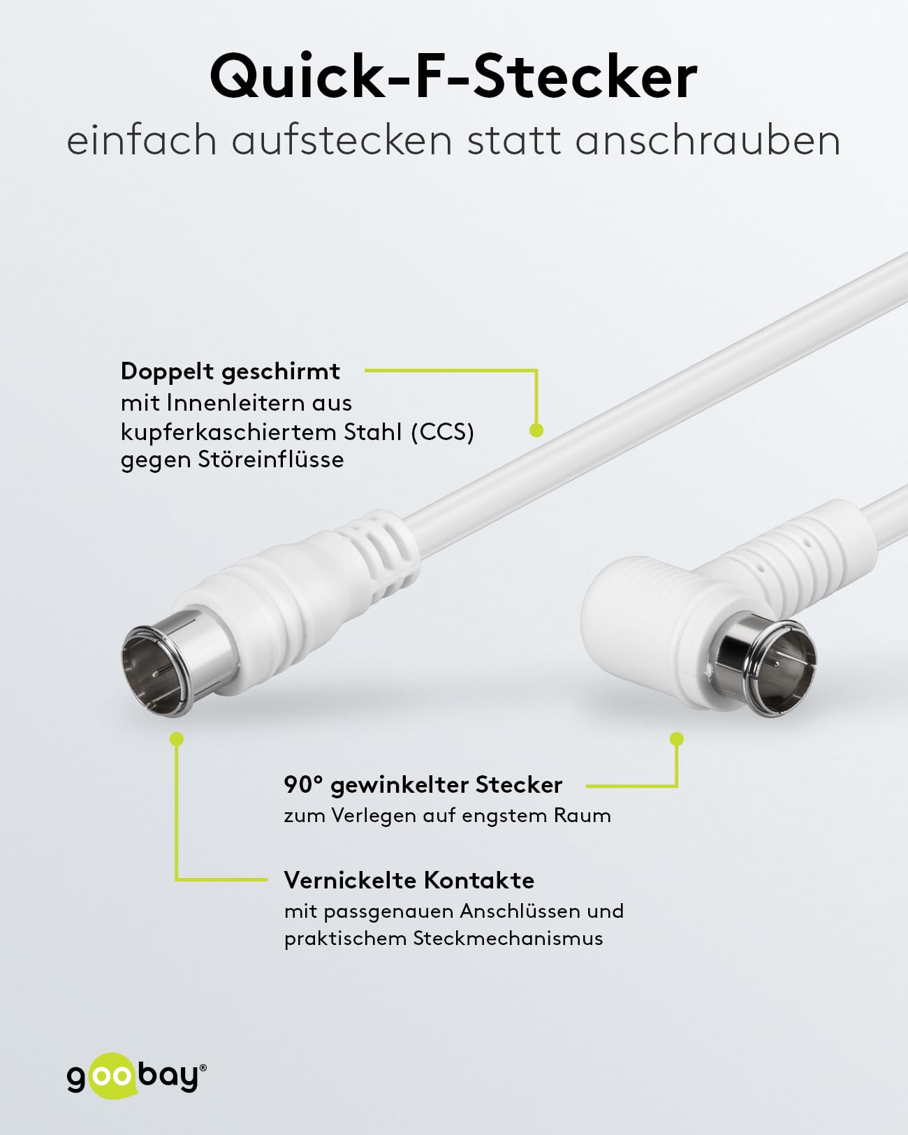 Goobay 67347 kabel antenowy SAT (80 dB), 2 x ekranowany, 1,5 m długości