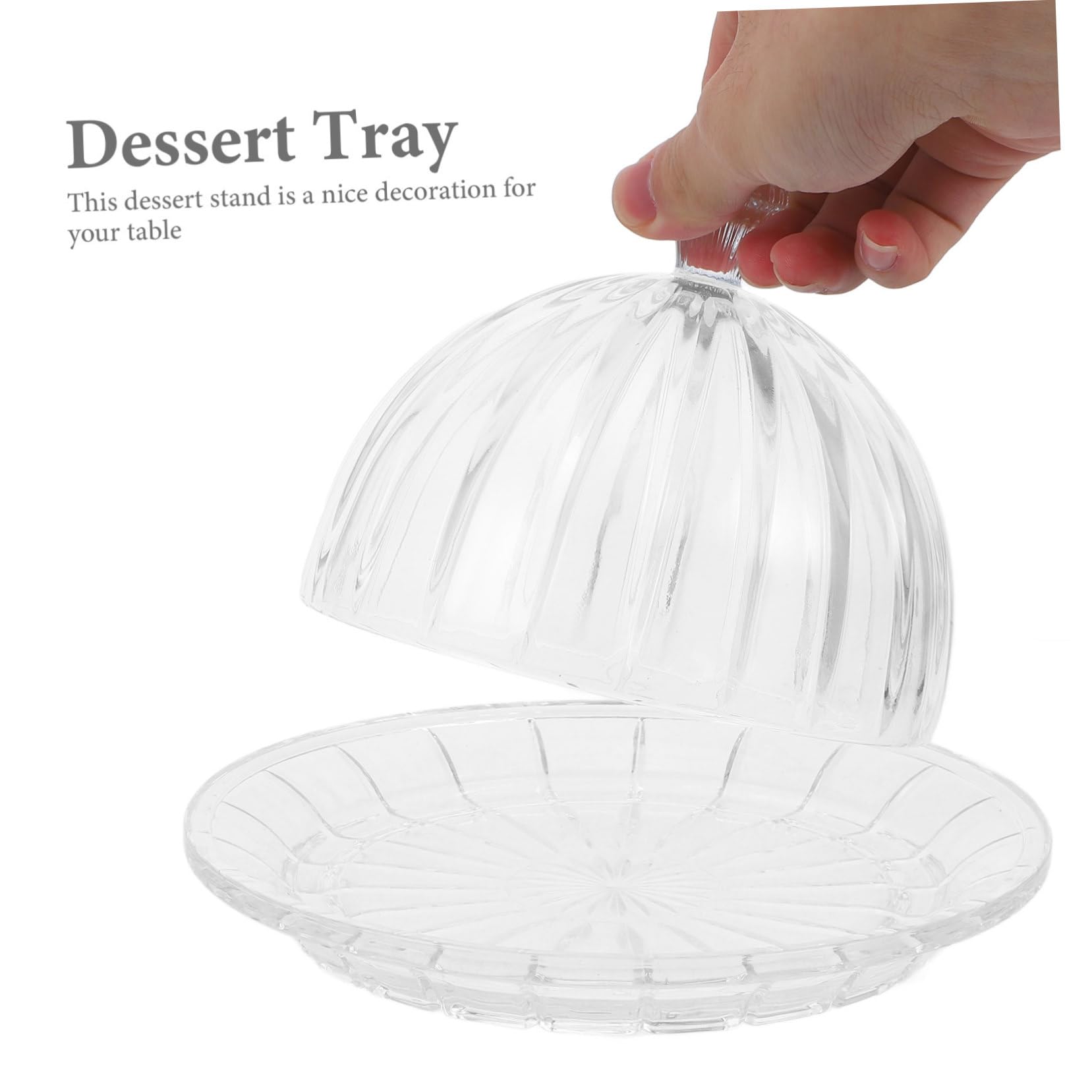 Mobestech Portatorte in Vetro con Coperchio Elegante per Dolci, Piatto da Dessert con Base Stabile e Design Raffinato, per Feste di Capodanno e Cene Formali