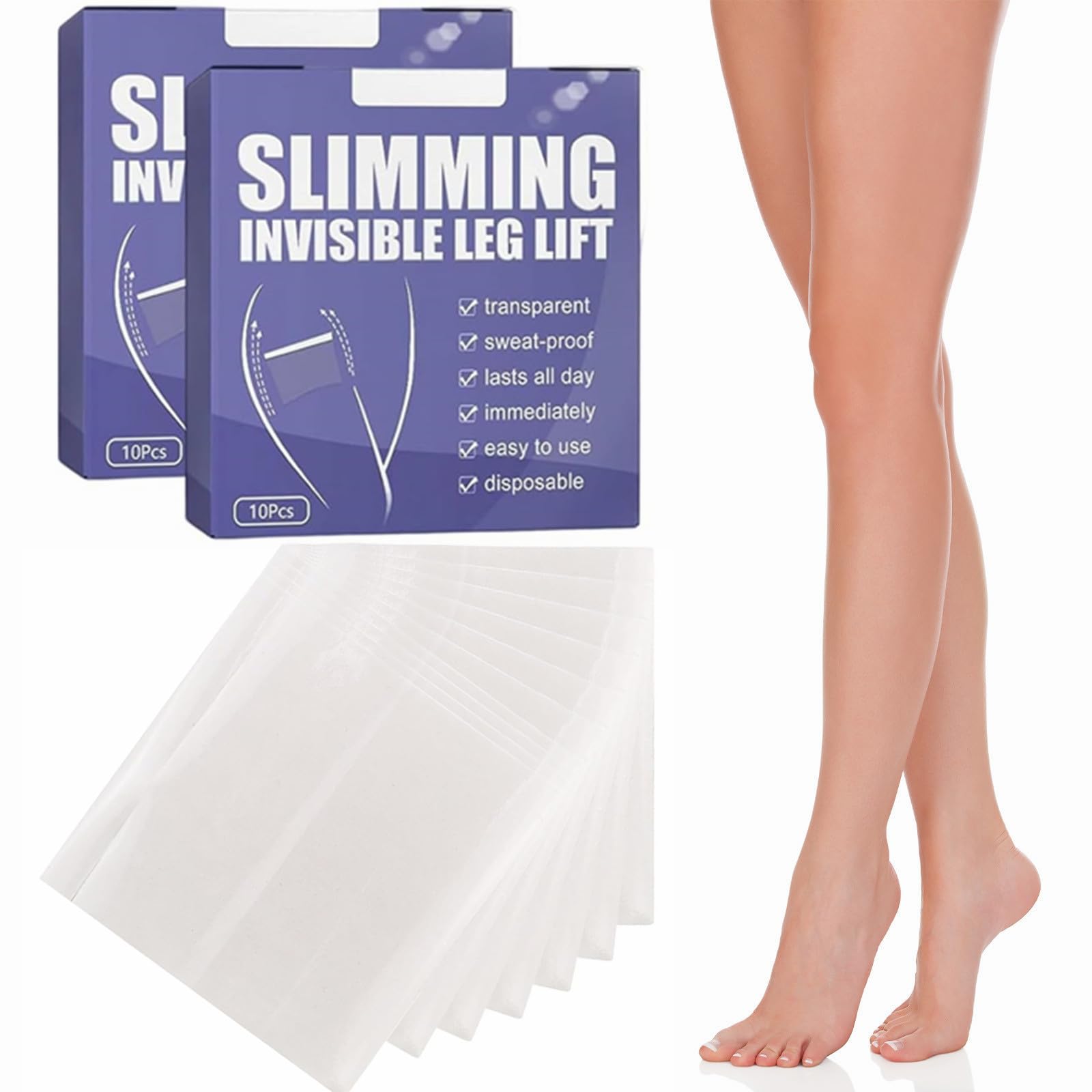 Invisible Thigh Lift Tape,Patch de Serrage de la Cuisse,Bande de Levage des Cuisses,Patch pour le Corps Raffermissant et Modelant,Ruban Adhésif pour Peau Affaissée (20 Pièces)