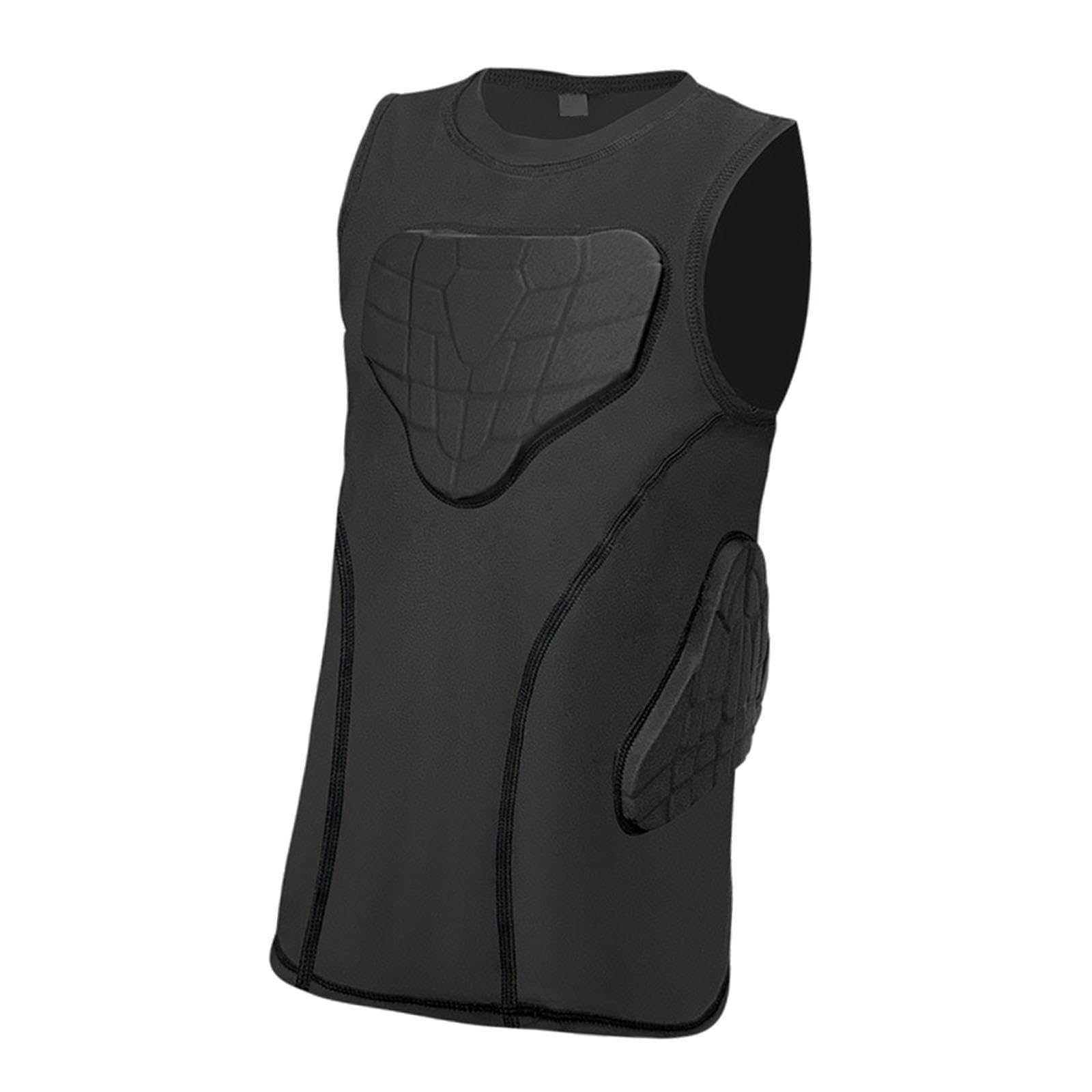 Gilet de Protection Côtelé Respirant pour L'entraînement, Protection de La Poitrine et Chemise de Compression Rembourrée pour Enfants