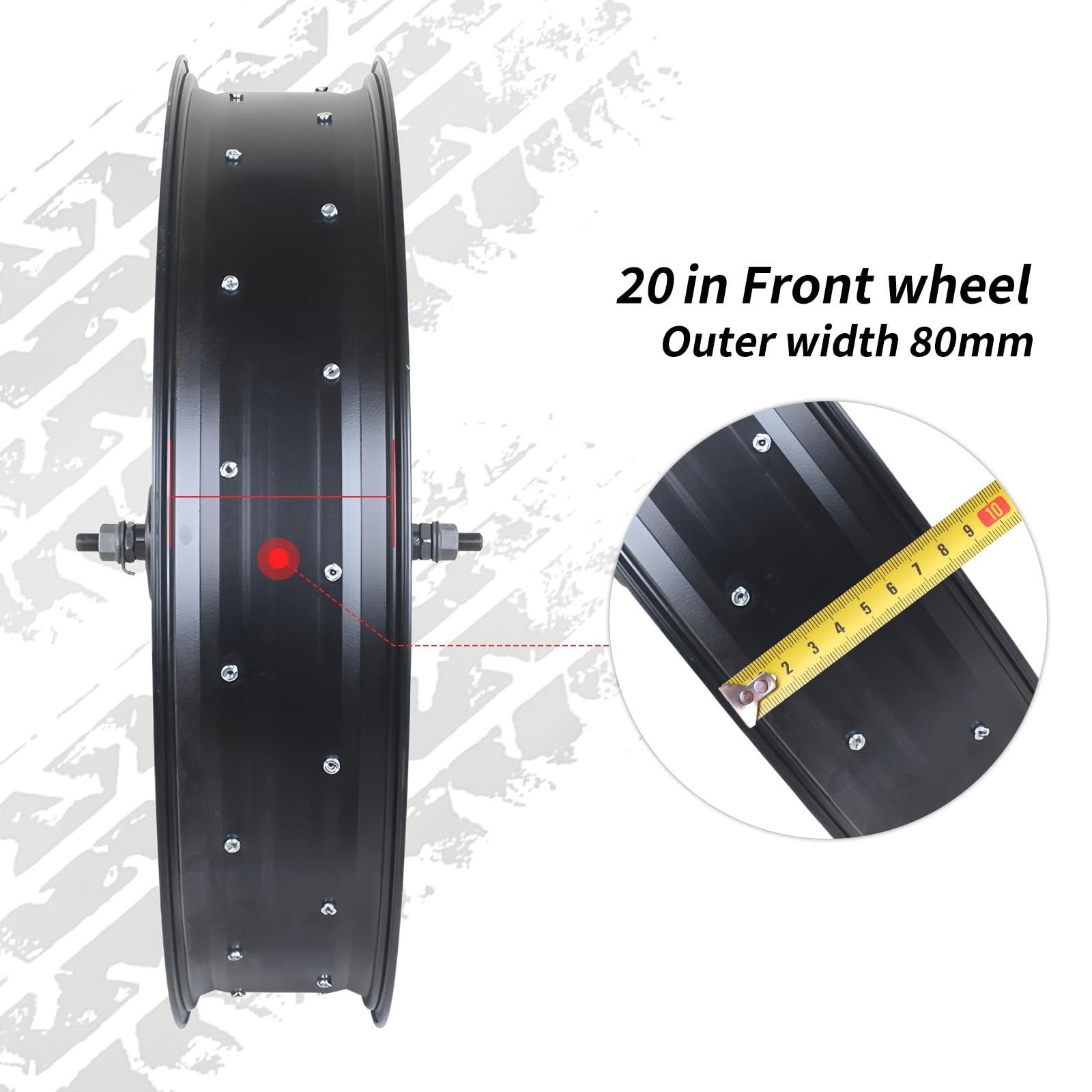 Tylne koło Fatbike 20/26" z oponami 4,0", stop aluminium, felgi śniegowe/plażowe, 36 otworów, hamulec tarczowy, piasta 195 mm do obrotowego biegu 7/8/9/10-biegowego