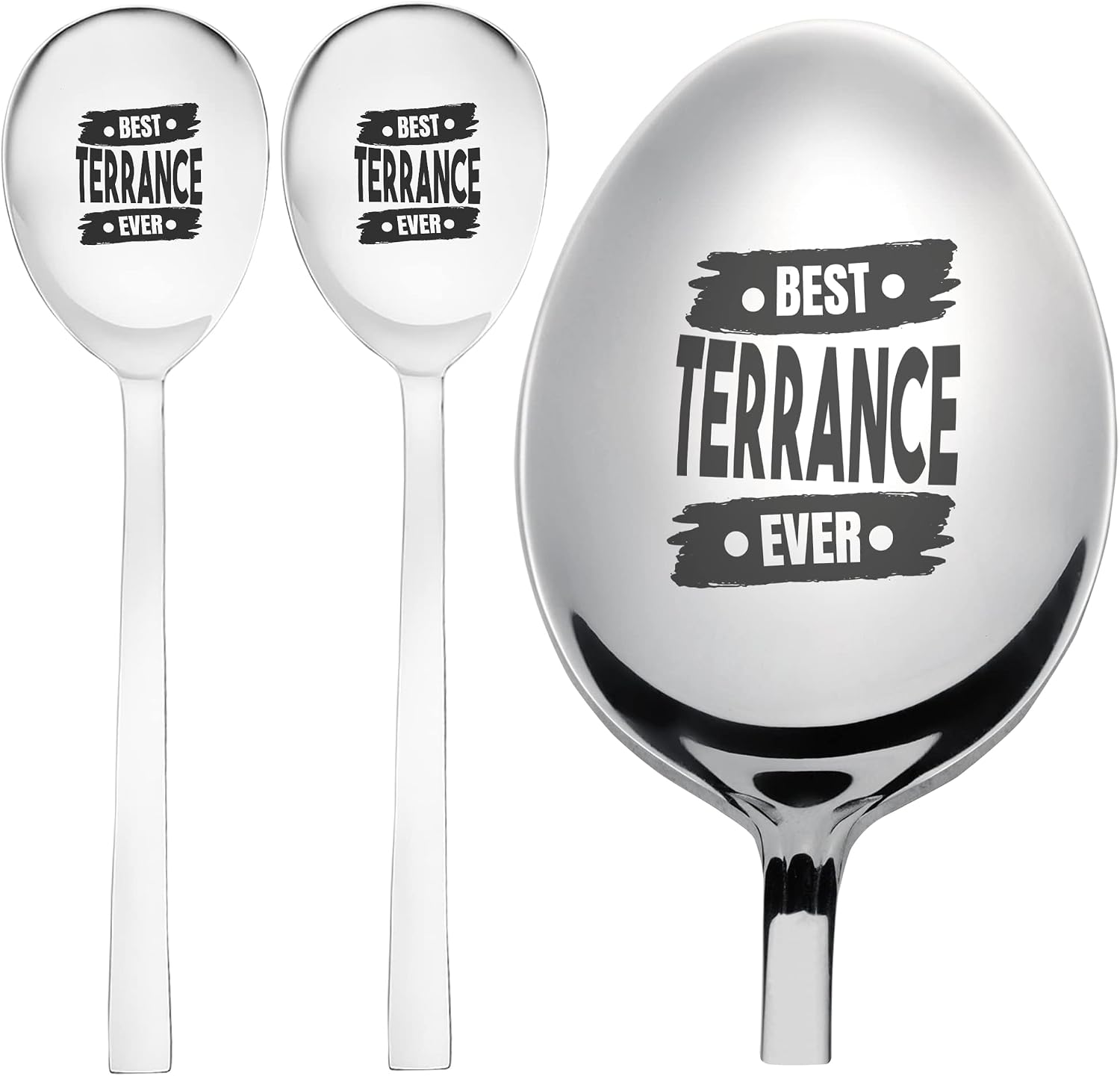 Men Best TERRANCE Ever - Personalized TERRANCE Name Birthday 8 Inch Dessert Spoon | Pack of 3 Spoons