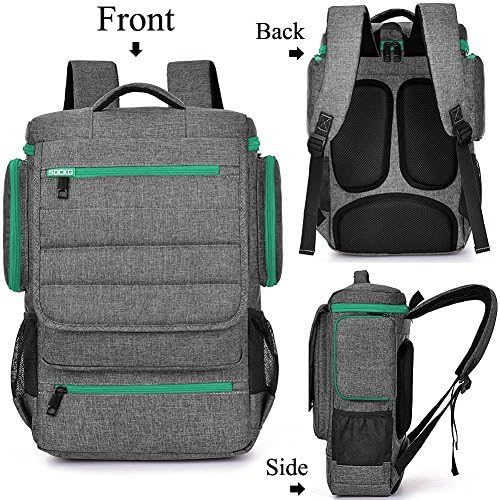 Laptop Backpack 17.3 Inch,BRINCH Water Resistant Travel Backpack for Men Women Luggage Rucksack Hiking Knapsack College Shoulder Backpack Fits 17-17.3 Inch Laptop Notebook Computer, Grey-Green