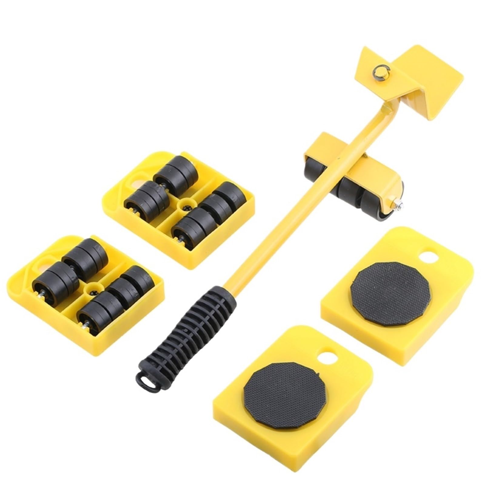 Piede di Porco per Mobili Strumento for lo spostamento di mobili pesanti, pannello da 4 pezzi con piede porco, sistema ruote for il sollevamento, carrello elevatore for la casa, set trasporto(Yellow)