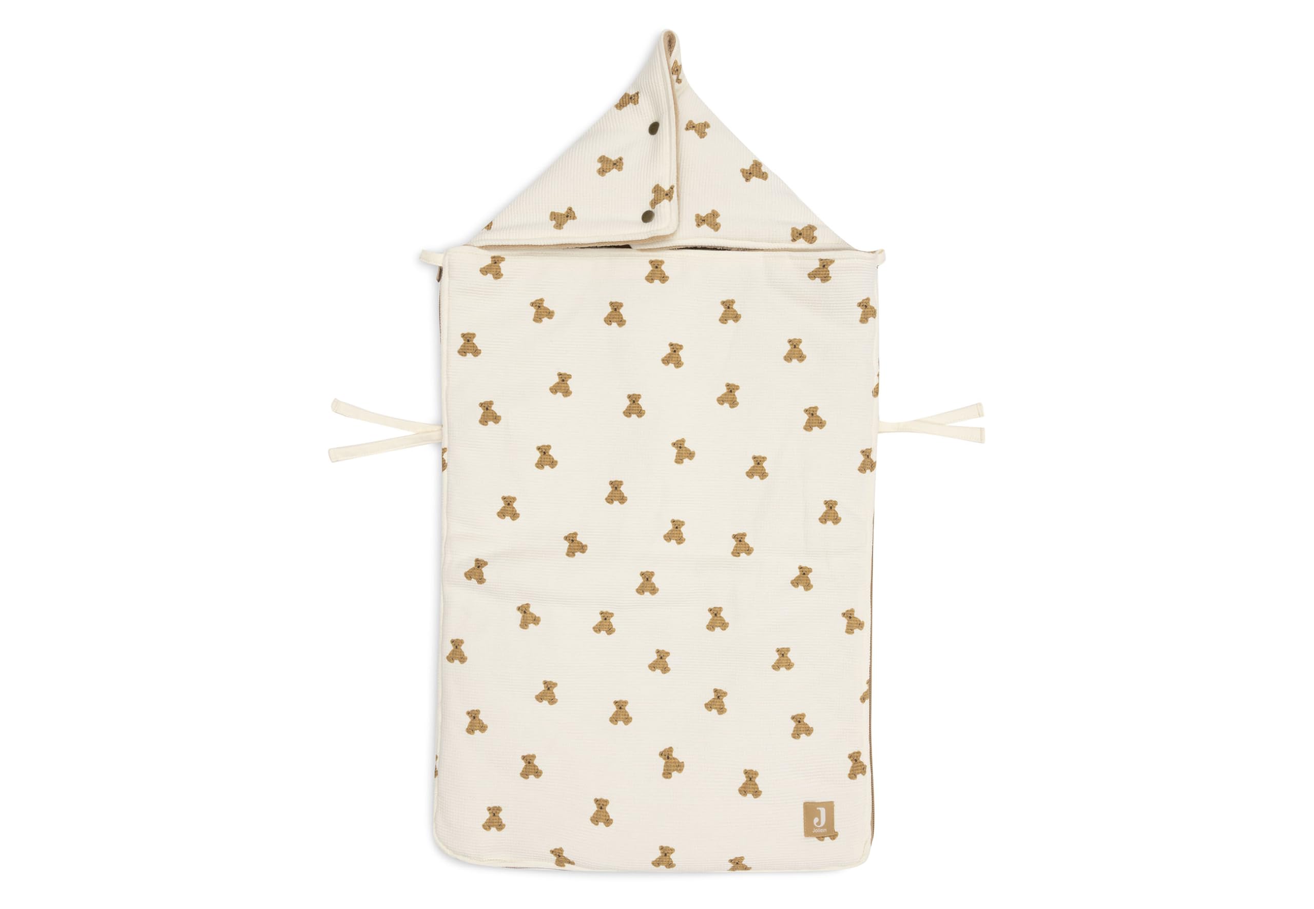 Jollein Saco Saco de pies - Mini Teddy Bear – Para sillas de coche del Grupo 0+ y cochecitos – Para arneses de 3 y 5 puntos – Forro polar – Algodón con estampado de osito – Certificado OEKO-TEX