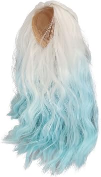 Zerodis Girl Doll Wig,Exquisite Long Curly Doll Wig for Replacement (Gradient Blue)