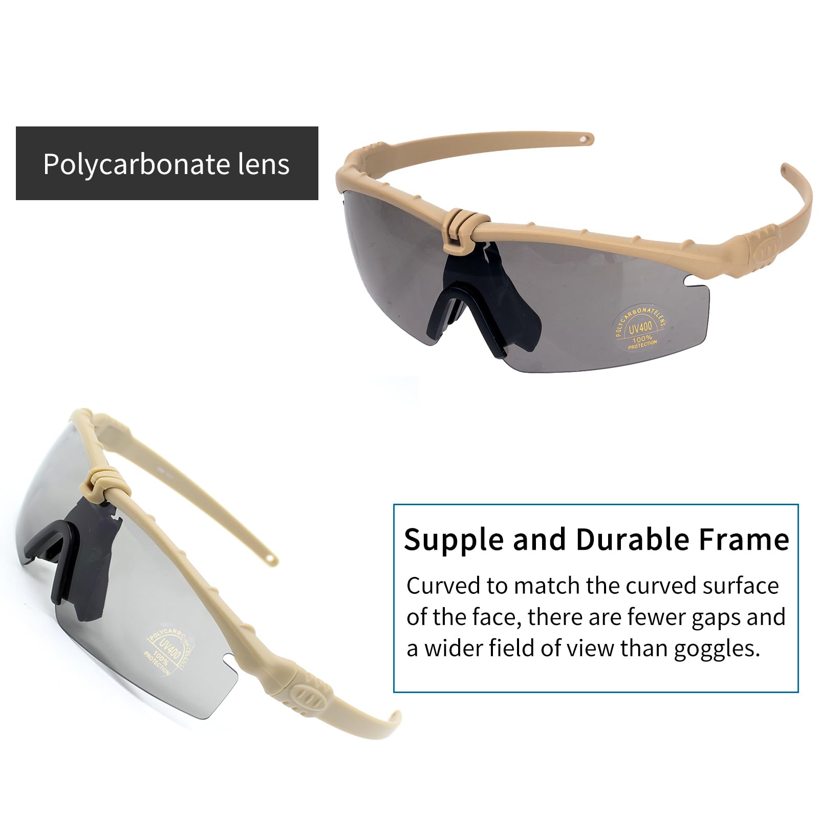 Occhiali da Sole Polarizzati - Occhiali da Sole Sportivi Anti Fog Occhiali da Caccia, Anti-UV400 Occhiali di Sicurezza per Ciclismo, Escursionismo e Tiro a Segno