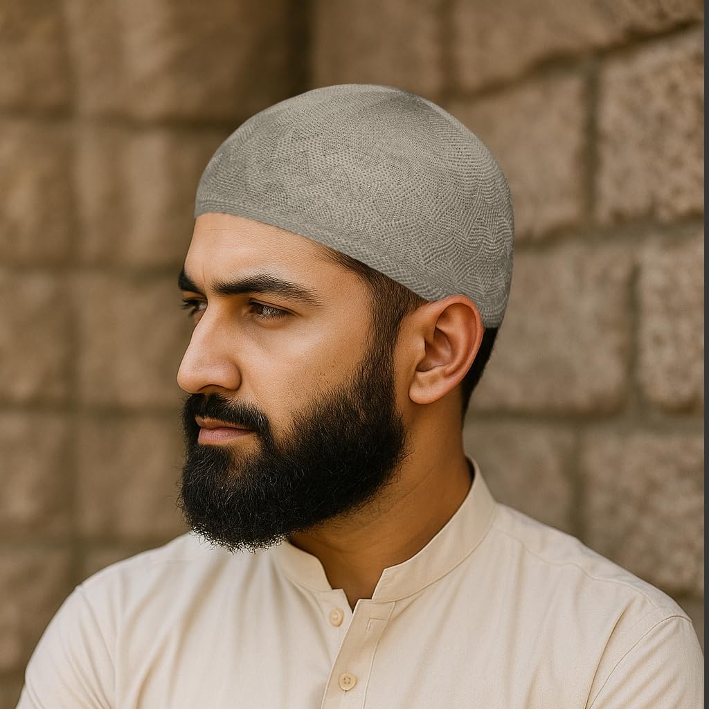 Kufi Hats for Muslim Men – Pack of 3 – Islamic Prayer Caps – Soft & Stretchable Muslim Skull Caps - Image 5