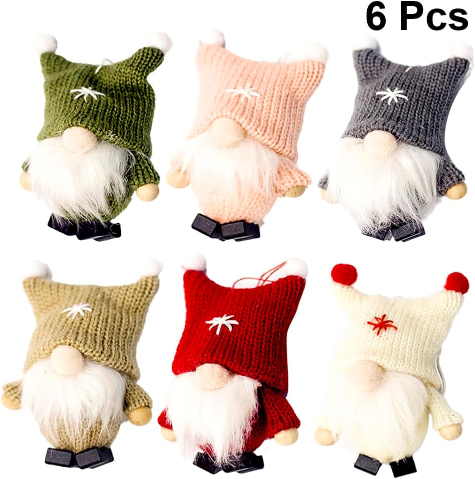 Sosoport 6pcs Random Color Christmas Hanging Wool Angel Doll Ornaments for Home Decoration Plush Decor for Holiday Parties and Christmas Tree