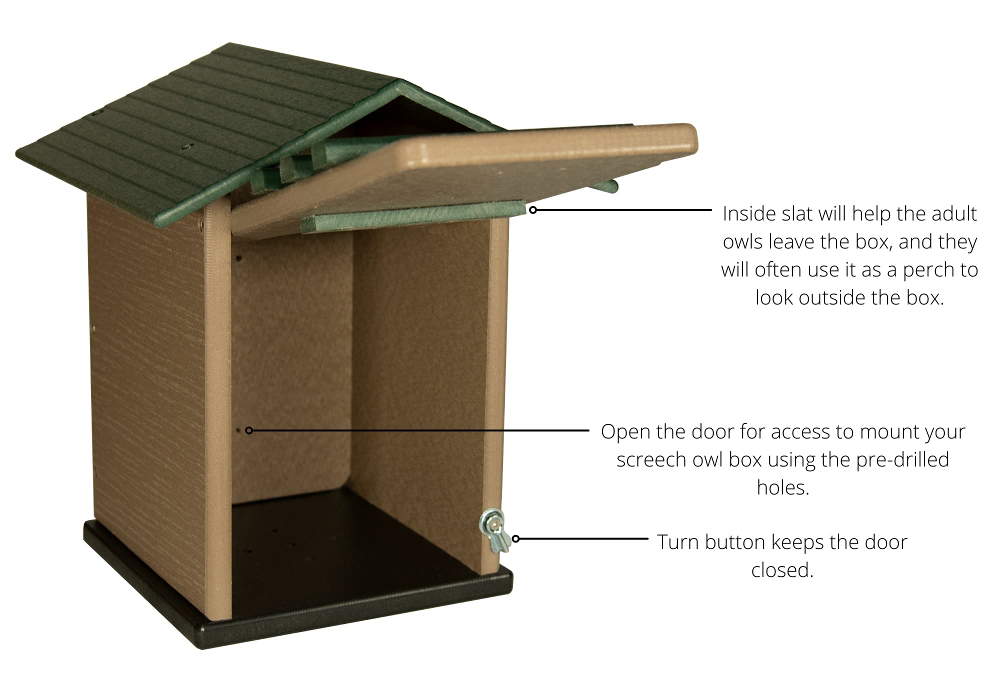 Ultimate Poly Screech Owl or Saw-Whet Owl House Nesting Box 082045032970-Poly