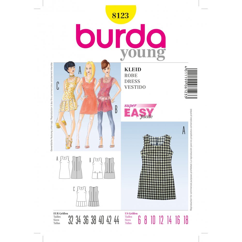 Burda Burda Young Fashion Pattern 8123 in Sizes 6 - 18