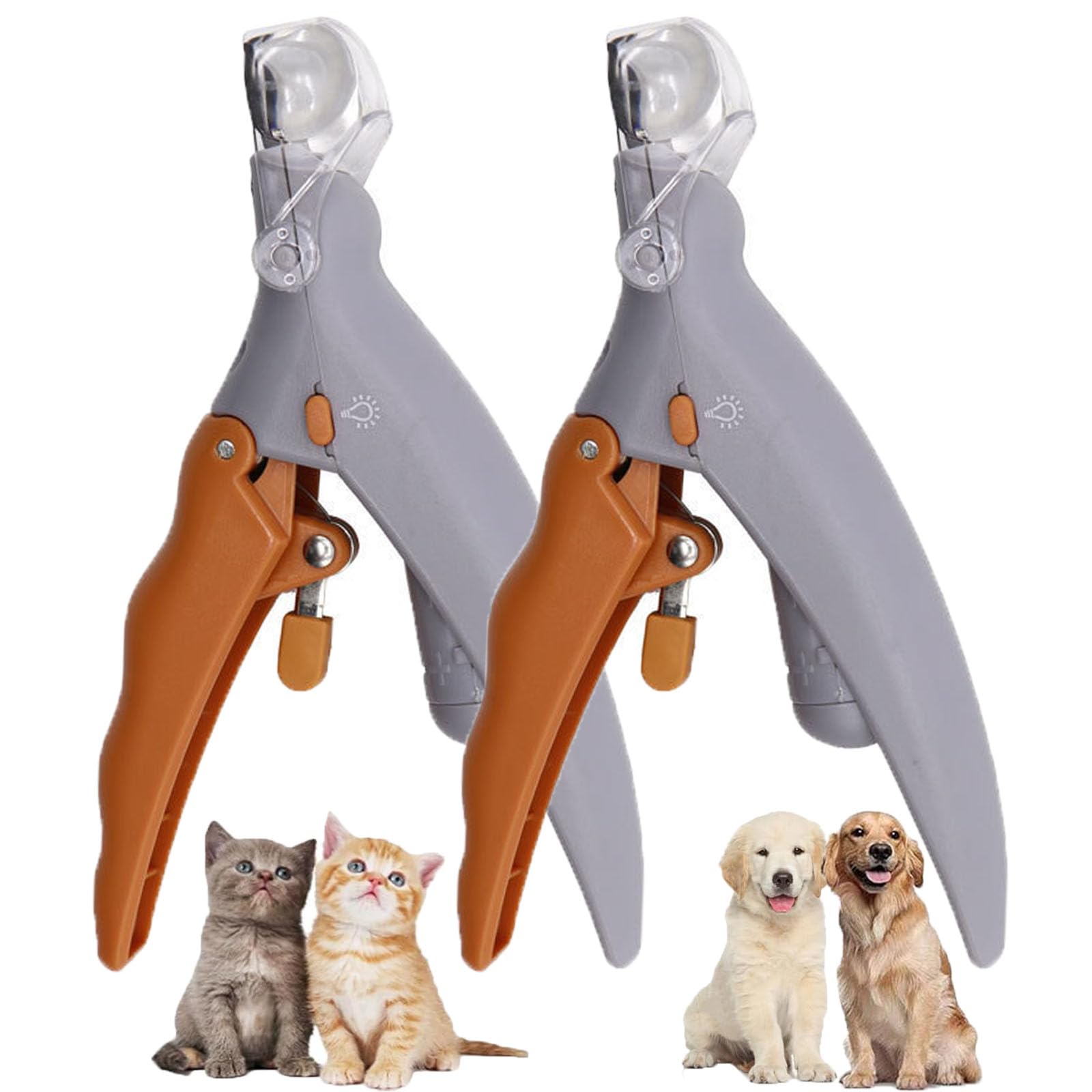 Preciseclip LED + Loupe Coupe-Ongles pour Animaux de Compagnie, PawThentic Ciseaux Coupe-Ongles pour Animaux de Compagnie, Trappeur d'Ongles, Quick-Clip, pour Chiens Chats (2Pcs)