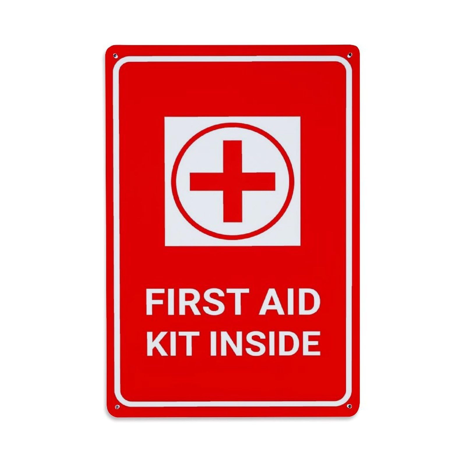 Jdfenggu Vintage First Aid Kit Inside Sign Retro Metal Tin Sign, Metal Poster For Bar, Home, Man Cave, Kitchen, Laundry Room Art Decor 8X12 Inch