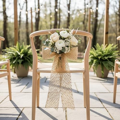 Miniatura 2 de CT CRAFT LLC Cinta de malla de arpillera con alambre de 2.5 pulgadas x 10 yardas, color natural para Navidad, decoración de boda, envoltura de