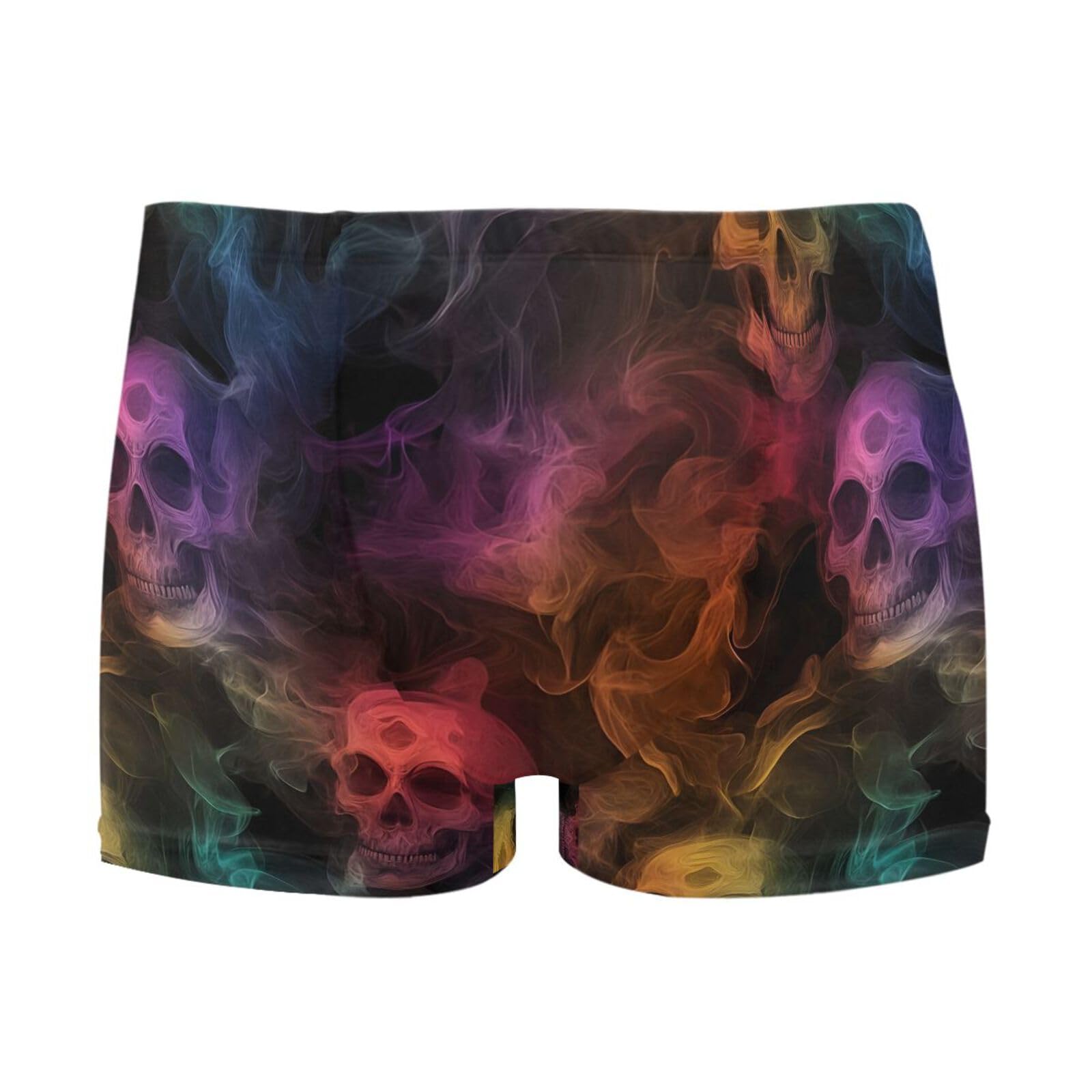 UMIRIKO Men's Swim Briefs Colorful Fog Skull Black Swimsuit Swimwear Swim Trunk Square Leg for Men 3XL 202c1119