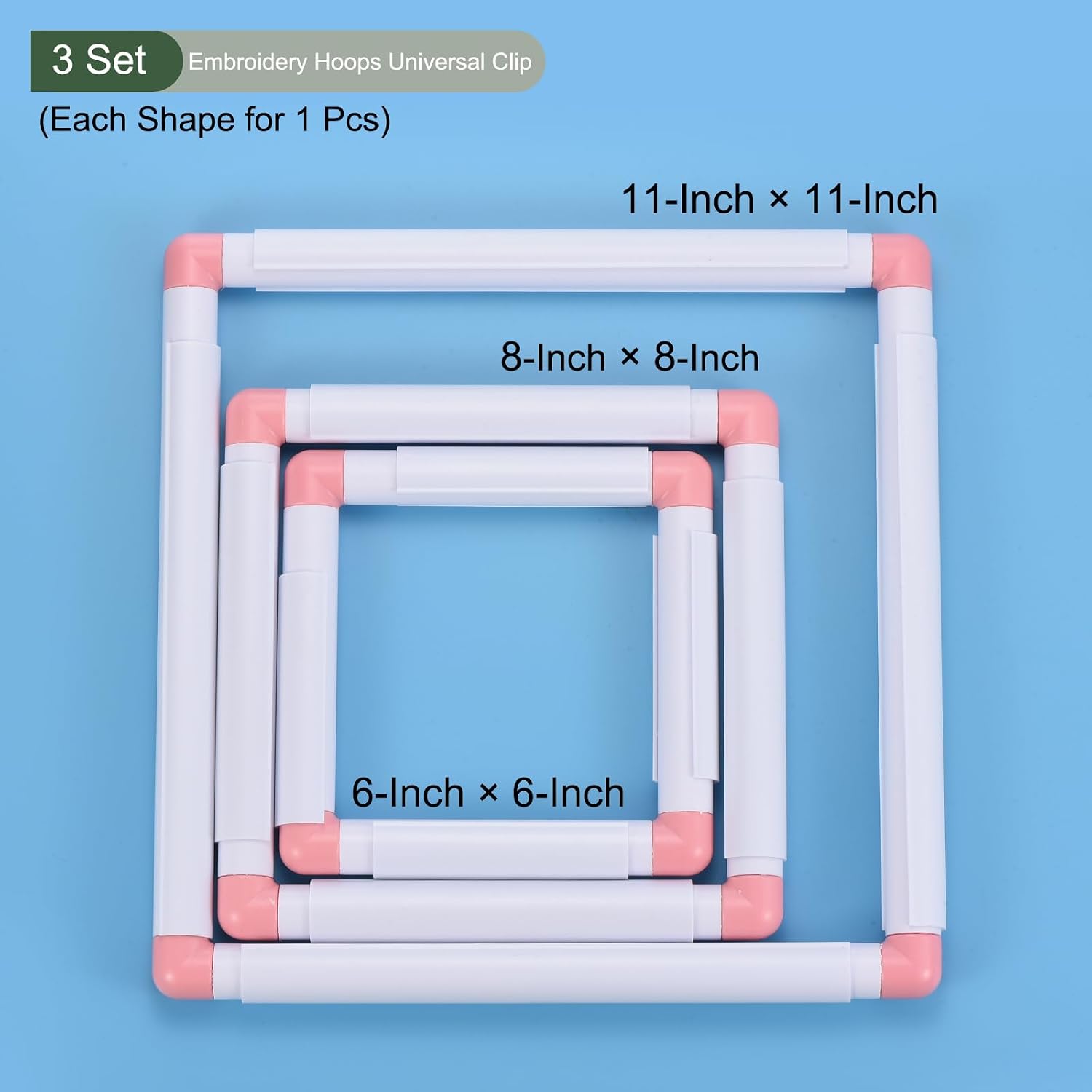 YOKIVE 3 Pcs Embroidery Hoops Frame, Rectangle Cross Stitch Hoop Ring Imitated Wood Circle Fast Great for DIY Embroidery Art Craft Sewing and Hanging