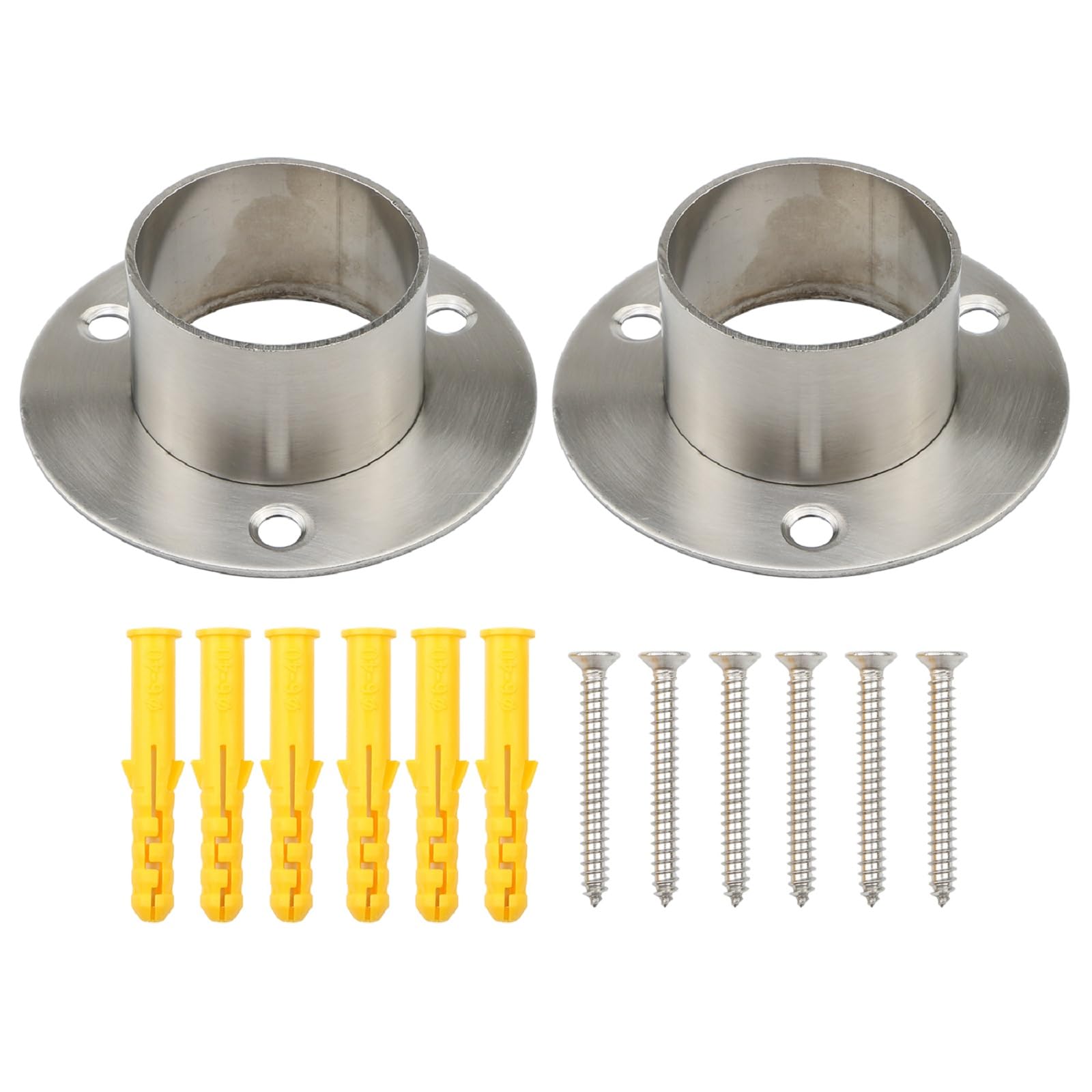 Pxyelec Silver Stainless Steel Closet Rod Flange Holder For Diameter 1.5 Inch (38Mm) Steel Pipe, Pack Of 2