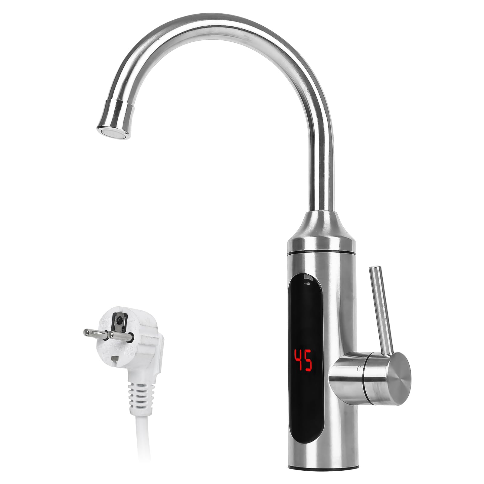 Robinet avec chauffe-eau instantané 3300 W, robinet de chauffage électrique, robinet de cuisine instantané, avec affichage de la température LED et pivotant à 360°