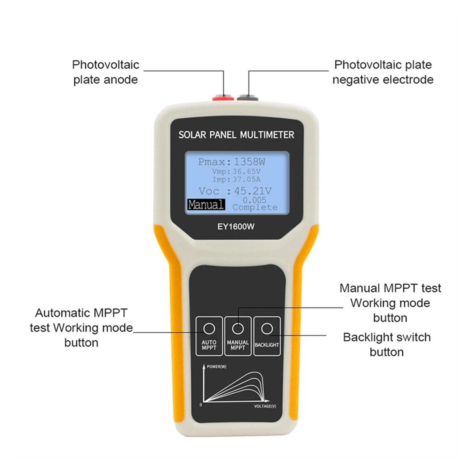 EL400B Panel fotowoltaiczny Multimetr Panel słoneczny MPPT Tester Napięcie prądu Miernik testowy mocy Multimetr