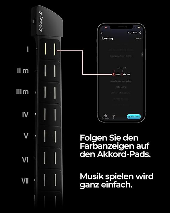 Enya CYBER-G Stringless Smart Guitar - Innovative Silent & Electric Guitar with LED Buttons Drum & Bass Hundreds of Presets App Interactive Chord Sheets for Learning Practice & Performance