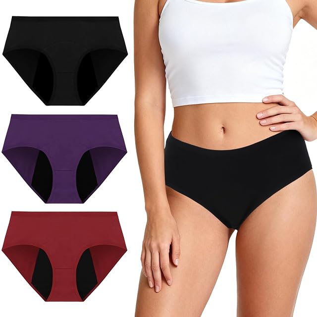 Period Underwear for Women Reusable Leakproof Underwear Cotton Breathable Briefs for Period Incontinence Postpartum