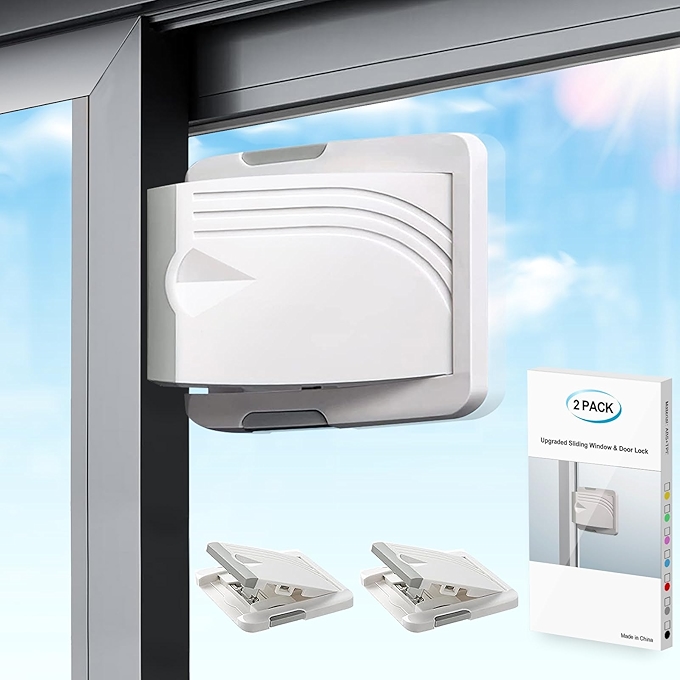 滑动门儿童安全锁（2个装）安全防护锁适用于窗户、玻璃门、阳台门 无需打孔