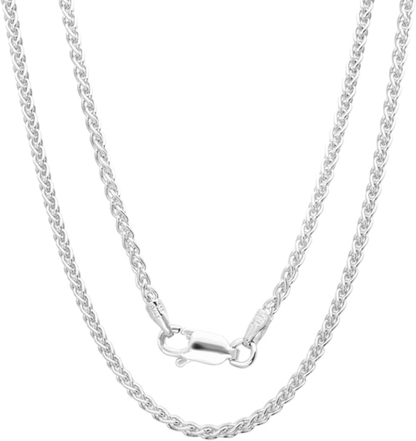 Wheat Chain .925 Sterling Silver Lobster Claw Clasp Made in Italy Lengths from 16" to 24"