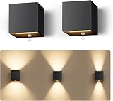 KYOTECH LED Lampada Murale Interno/Esterno con Sensore di Movimento 3000K 6W 820LM, Lampada Murale Esterna IP65 con Lampadina LED G9 Sostituisibile e Angolo di Radiazione Regolabile, 2 Pezzi Nero - 1