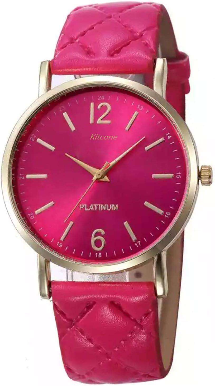Micacchi Analogue Multi Colour Dial Pink Leather Belt Women & Girls Watches - PC