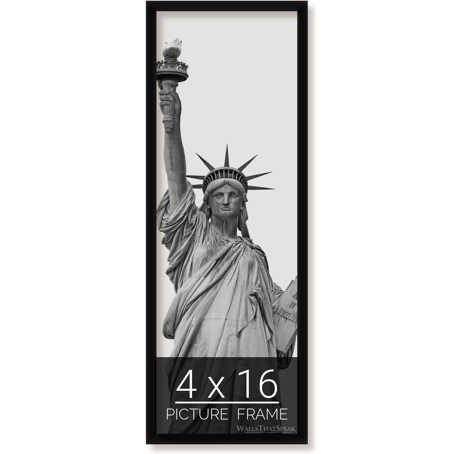 wallsthatspeak 4x16 Black Picture Frame for Puzzles Posters Photos or Artwork