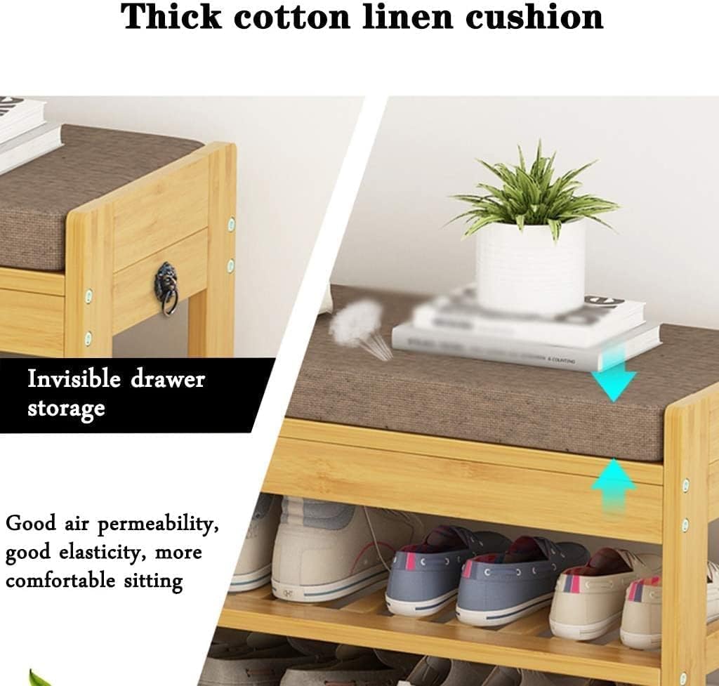 Shoe Storage Bench Entryway End of Bed Rack with Creative and Simple Changing Stool(Size:60 * 28 * 50Cm)