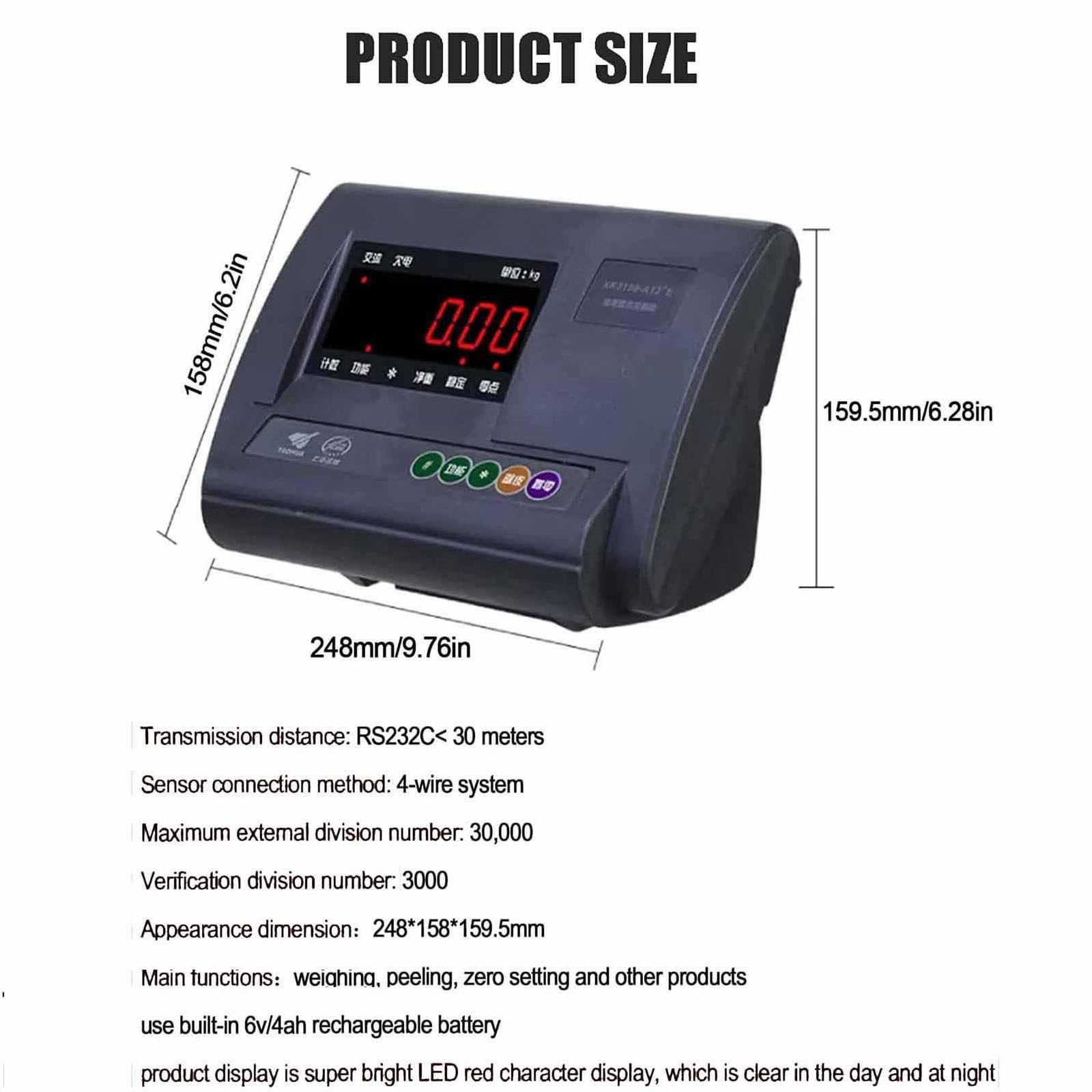 Kit Bilancia per Bestiame Elettronica,Bilancia per Scivolo per Bovini,Kit Bilancia per Animali,Bilancia Da Pavimento,Display a LED,Con 4 Celle Di Carico E Scatola Di Giunzione,1000kg