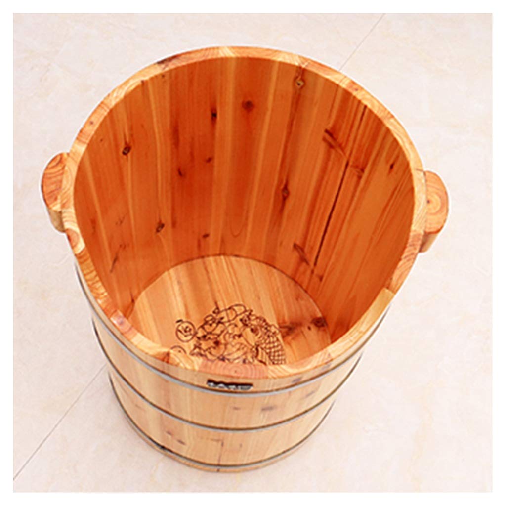 Fußwaschbecken für den Haushalt, Fußwascheimer aus Holz, Sauna-Fußbad, Fußbad aus Zedernholz, Fußwaschfass zur Linderung von Schmerzen und Ermüdung (Farbe : 1), Shiatsu-Massage